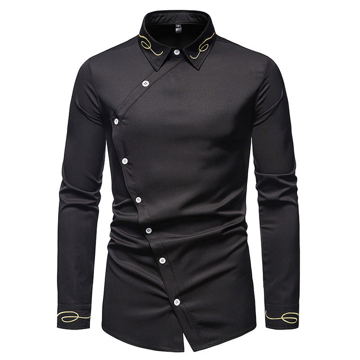 Herren Elegantes Langarmhemd mit dekorativen Knopfdetails Aliams
