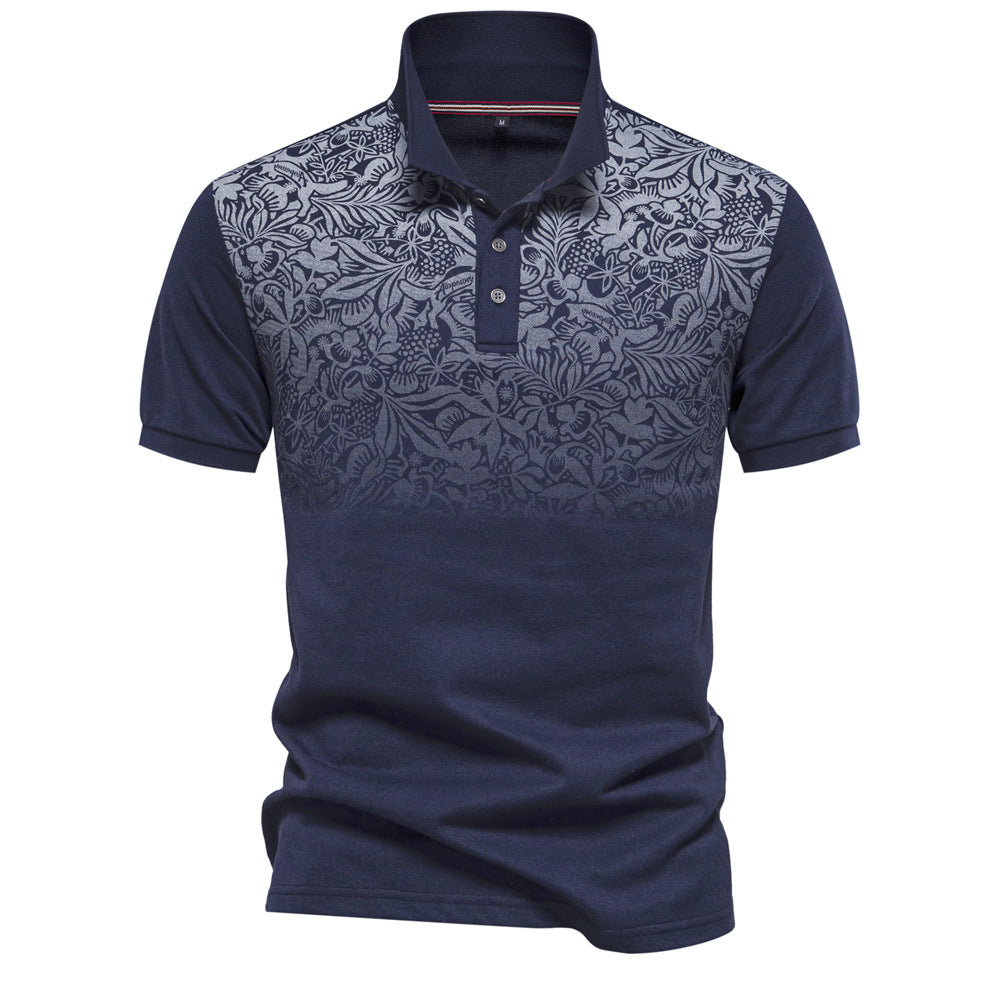 Herren Kurzarm Poloshirt mit floralen Mustern und modernen Designelementen Aliams
