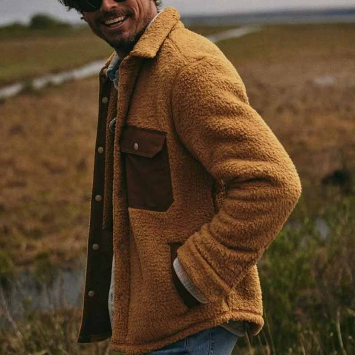 Herren Fleece-Jacke mit doppellagigem Design und praktischen Taschen Aliams