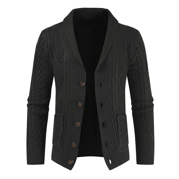 Herren Strickjacke mit modernem Zopfmuster und praktischen Taschen Aliams