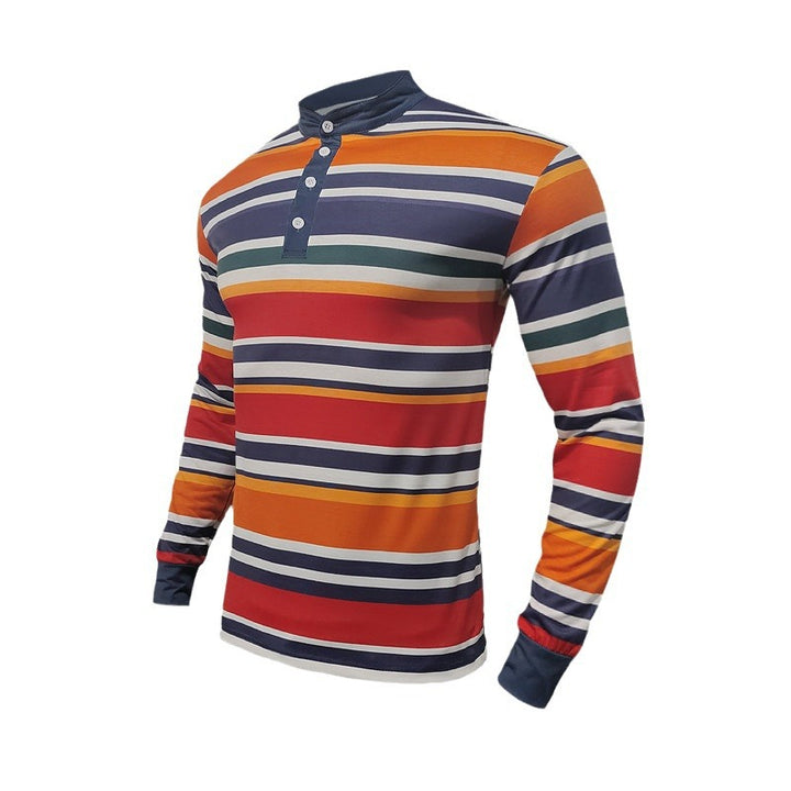 Herren gestreiftes Langarmshirt mit Knopfleiste Aliams