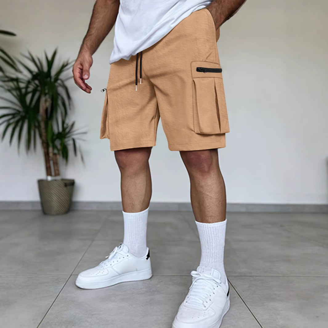Herren Utility Cargo Shorts mit Reißverschluss Taschen Aliams