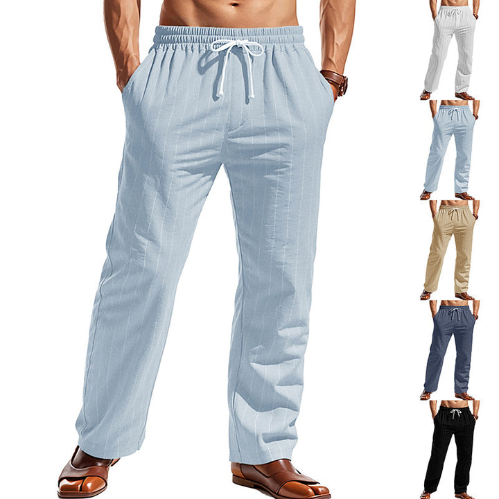 Herren entspannte Freizeithose mit elastischem Bund und Streifenmuster Aliams