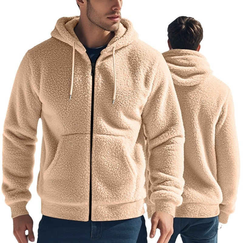 Herren Fleece-Kapuzenjacke mit hochwertigem Teddy-Futter und praktischen Taschen Aliams