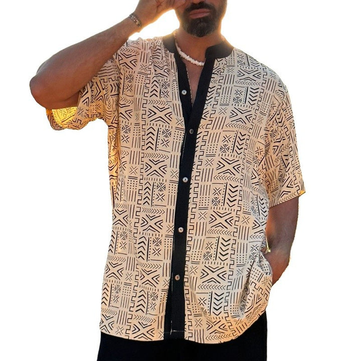 Herren Kurzarm-Hemd mit grafischem Muster Aliams