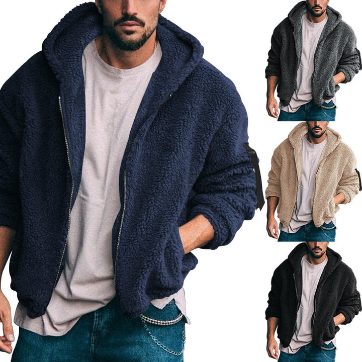 Herren Fleecejacke mit weichem Innenfutter und Kapuze Aliams
