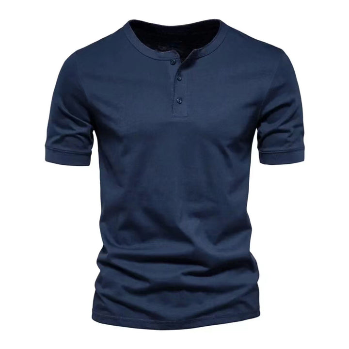 Herren Kurzarm-Henley-Shirt mit praktischer Knopfleiste und bequemer Passform Aliams