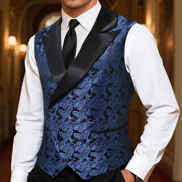 Herren elegante Brokatweste mit schimmerndem Satinrevers Aliams