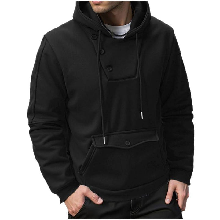 Herren Kapuzenpullover mit Knopfverschluss und praktischen Taschen Aliams