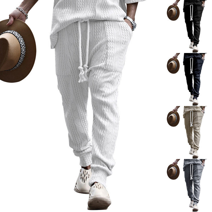 Herren Grobstrick Freizeitanzug mit elastischem Bund und seitlichen Taschen Aliams