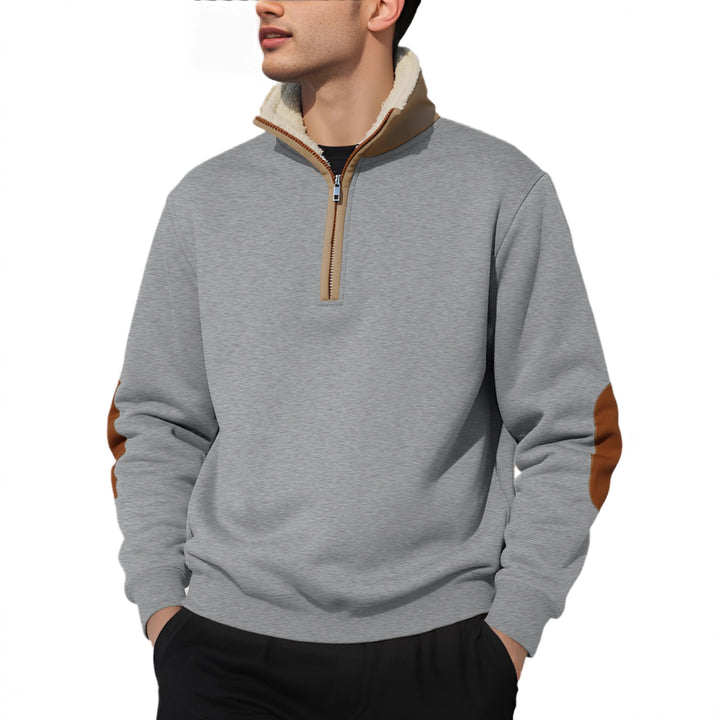 Herren Fleece-Pullover mit hohem Kragen und eleganten Kontrastdetails Aliams