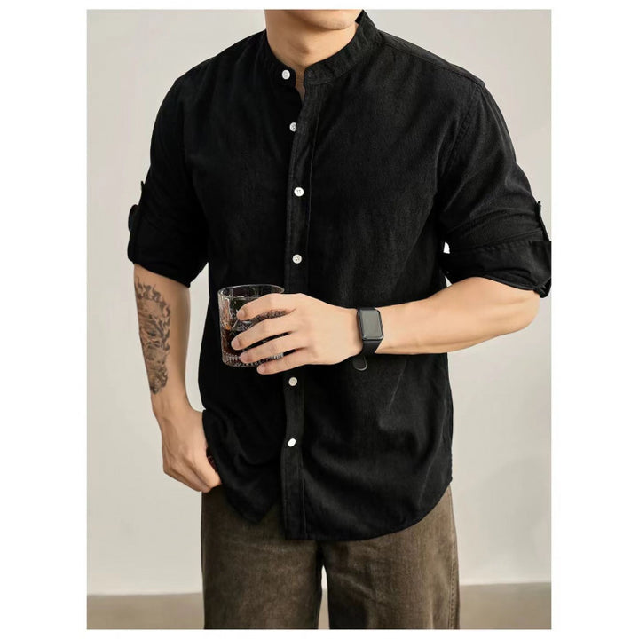 Herren Stehkragenhemd aus feinem gestreiften Stoff Aliams