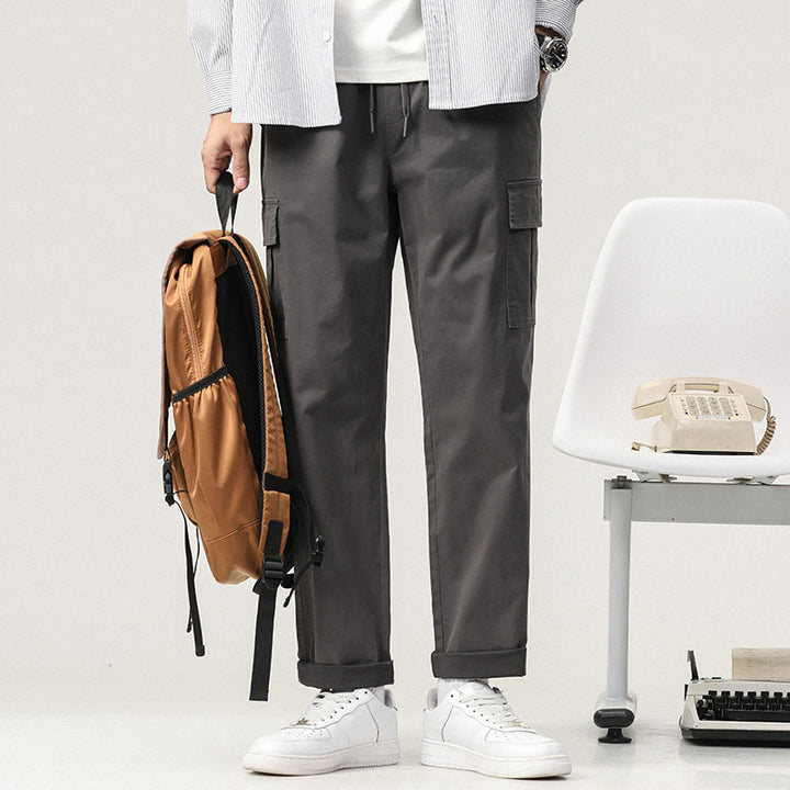 Herren bequeme Cargo-Hose mit elastischem Bund und praktischen Taschen Aliams