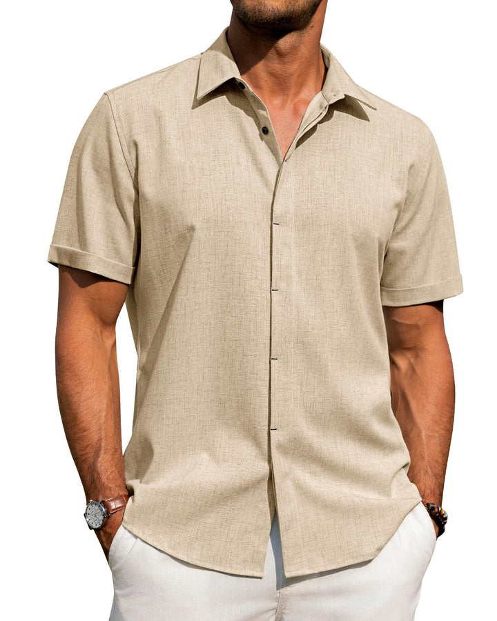 Herren Kurzarm-Hemd mit strukturiertem Design und modernem Kragen Aliams