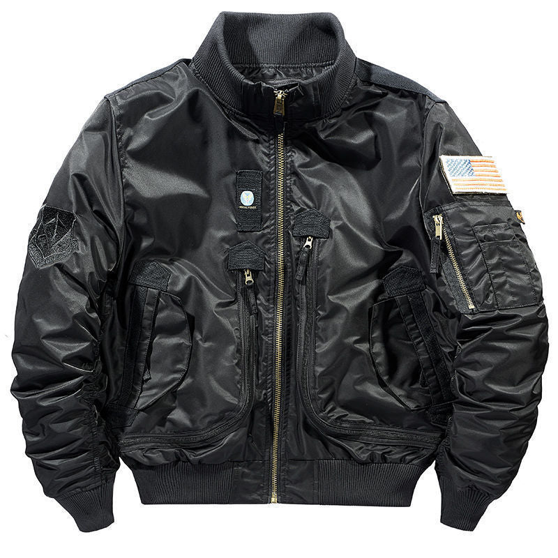 Herren stylische Bomberjacke mit vielseitigen Taschen Aliams