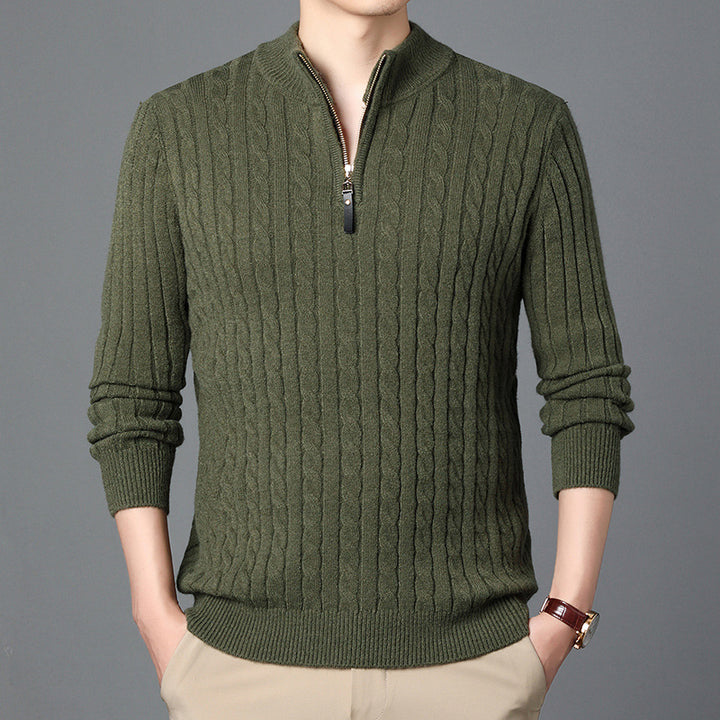 Herren Hochwertiger Strickpullover mit modernem Zipper und Detailstruktur Aliams