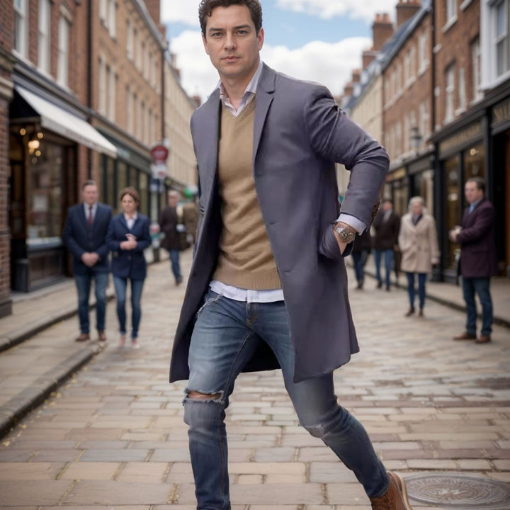 Herren eleganter und lässiger Langmantel aus hochwertigem Material Aliams