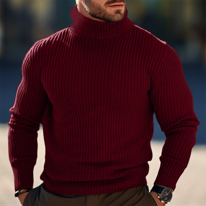 Herren Eleganter Rollkragenpullover mit strukturiertem Rippenmuster Aliams