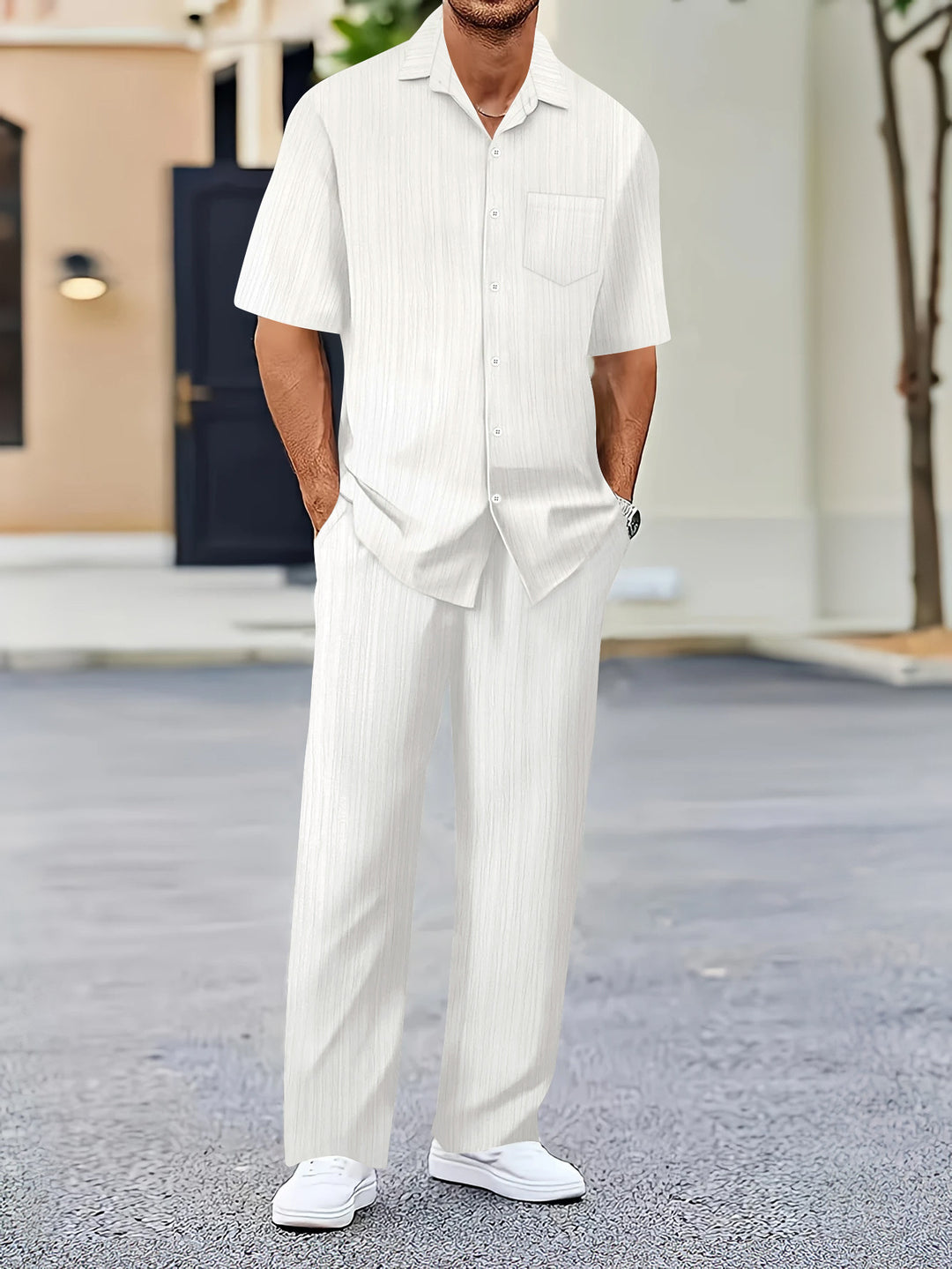 Herren Freizeitanzug mit eleganter Textur und praktischen Taschen Aliams