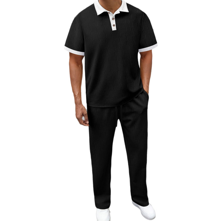 Herren Freizeitanzug mit modernem strukturiertem Design und kontrastierendem Kragen Aliams