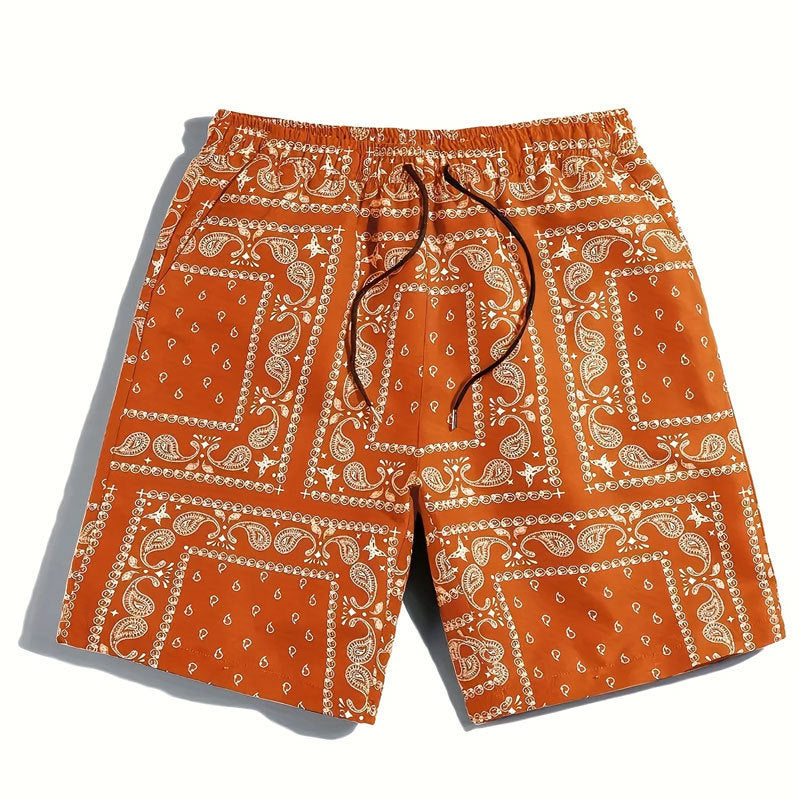 Herren Badeshorts aus atmungsaktivem Material mit modernem Paisleymuster Aliams