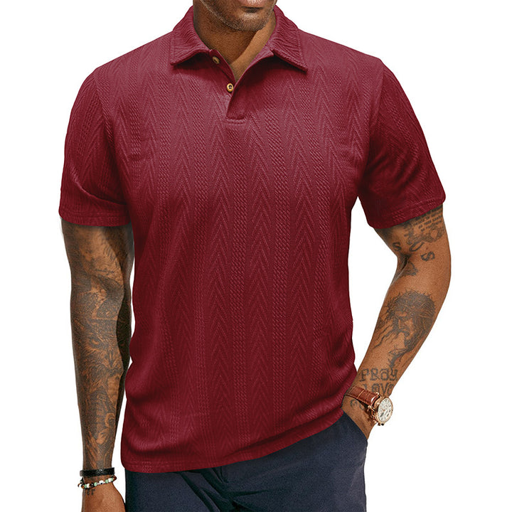 Herren Poloshirt mit strukturiertem Jacquard-Muster und modischem Kragen Aliams
