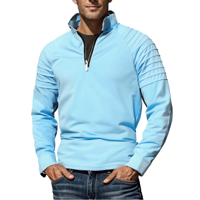 Herren Sportpullover mit stylischen Ripp-Details und halbem Reißverschluss Aliams