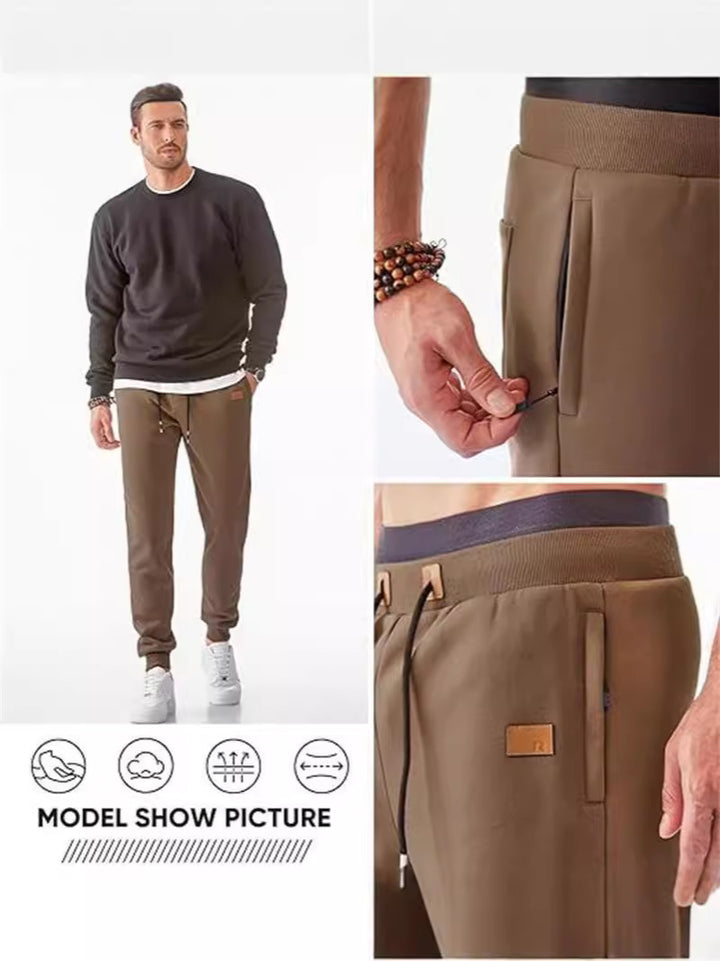 Herren Komfortable Jogginghose mit verstellbarem Bund und seitlichen Reißverschlusstaschen Aliams