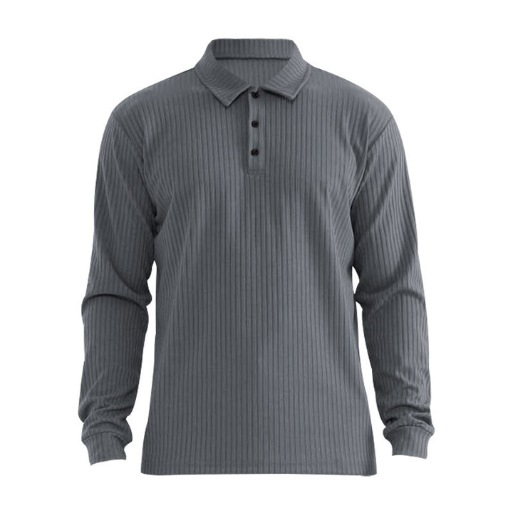 Herren Langarm-Polo mit feiner Rippstruktur Aliams