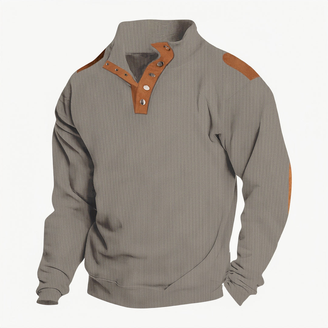 Herren Pullover mit modischem Knopfleisten-Design und strukturierten Ärmeln Aliams