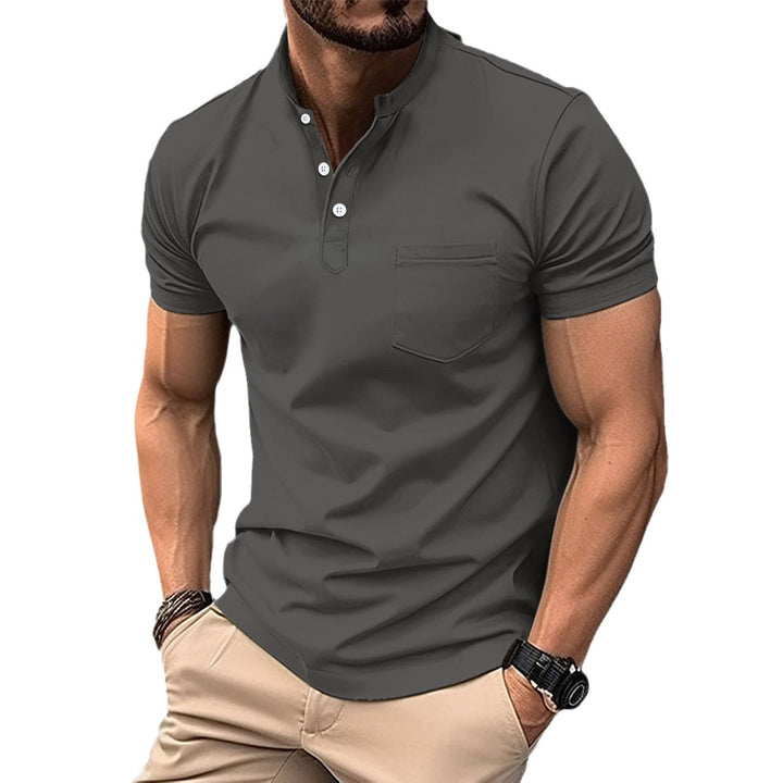 Herren stilvolles Poloshirt mit modernem Stehkragen und praktischer Brusttasche Aliams