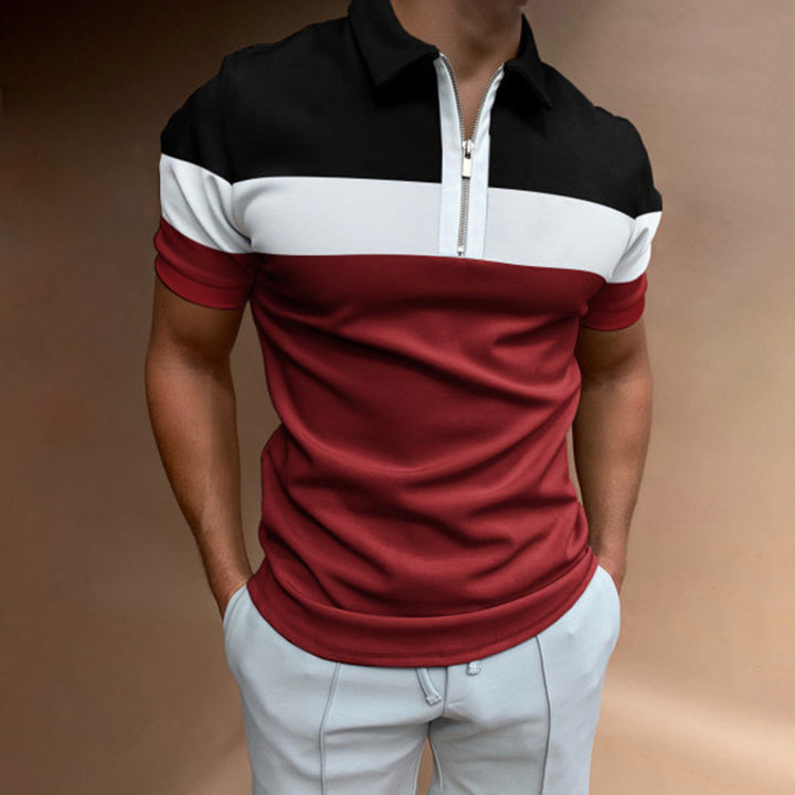 Herren Stilvolles Kurzarm Zip Polo Shirt Aliams