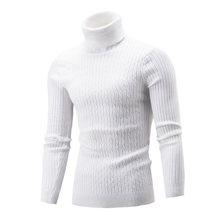 Herren Eleganter Strickpullover mit Stehkragen und feinem Zopfmuster Aliams