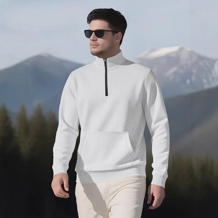 Herren sportlicher Fleece-Pullover mit hohem Kragen und Reißverschluss Aliams