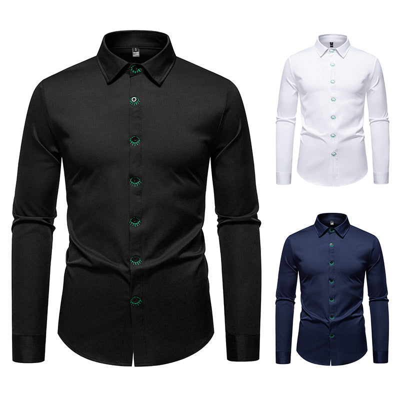 Herren Elegantes Langarmhemd mit kreativen Details Aliams
