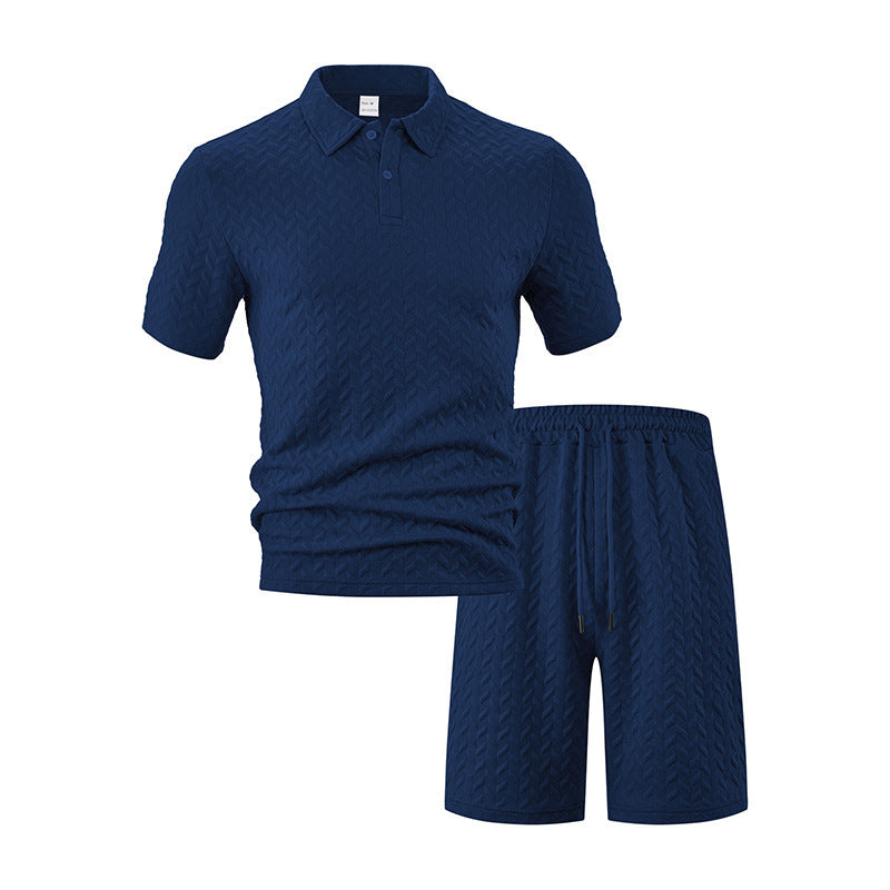 Herren elegantes Sport-Set mit strukturierter Oberfläche und bequemem Kurzarm-Polo Aliams