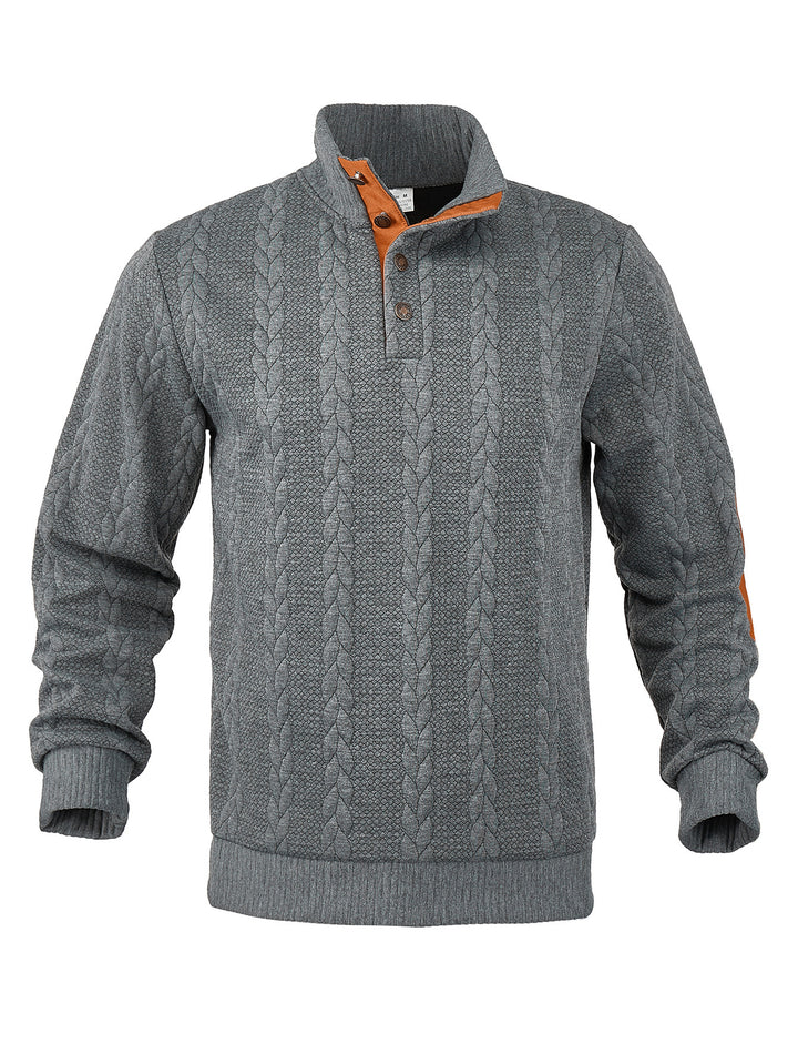 Herren Strickpullover mit hohem Kragen und modernen Knopfdetails Aliams