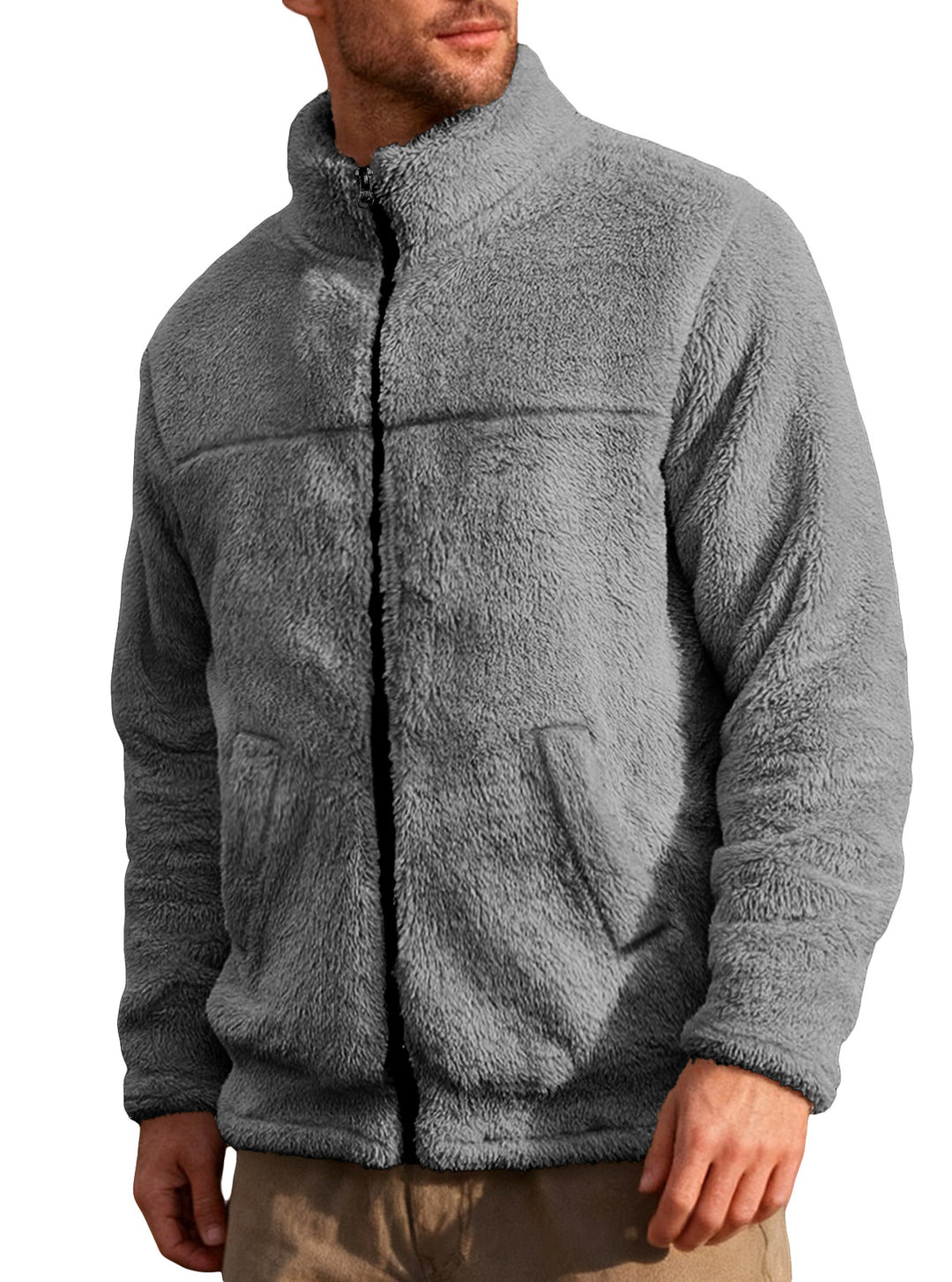 Herren Fleecejacke mit hohem Kragen und weichem Innenfutter Aliams