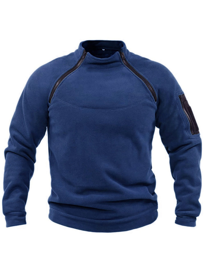 Herren Thermo-Fleecepullover mit hochschließendem Kragen und praktischen Taschen Aliams