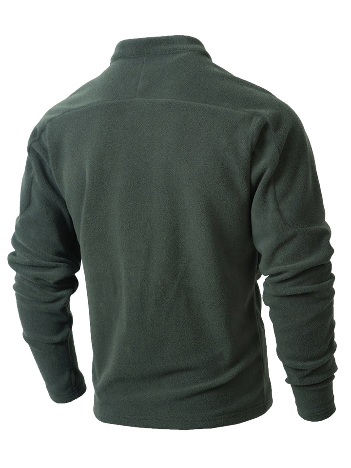 Herren Fleece-Pullover mit modischem Stehkragen und praktischen Knopfdetails Aliams