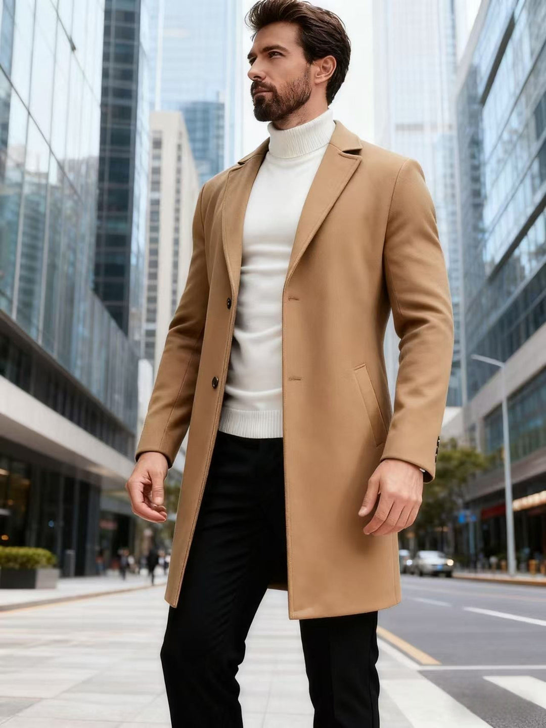 Herren eleganter Wollmantel Aliams