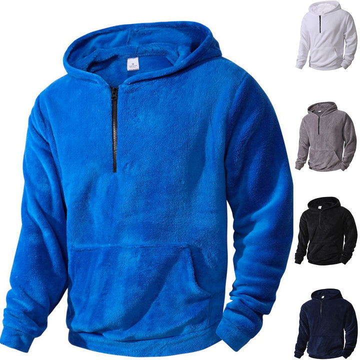 Herren Fleece-Hoodie mit innovativem halblangem Reißverschluss Aliams
