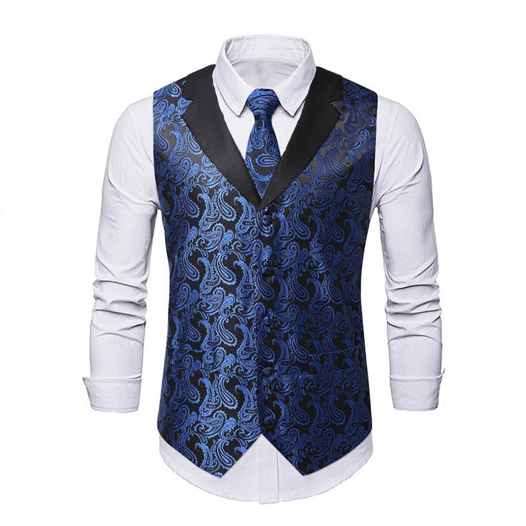 Herren elegante Satin-Weste mit Paisleymuster Aliams
