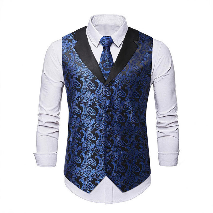 Herren elegante Satin-Weste mit Paisleymuster Aliams