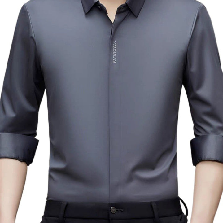 Herren elegante Langarmbluse mit modernem Stehkragen und hochwertigen Materialien Aliams