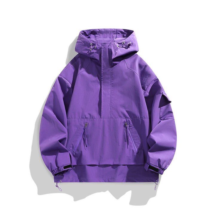 Herren Wasserabweisende Outdoor-Jacke mit großer Kapuze und praktischen Taschen Aliams