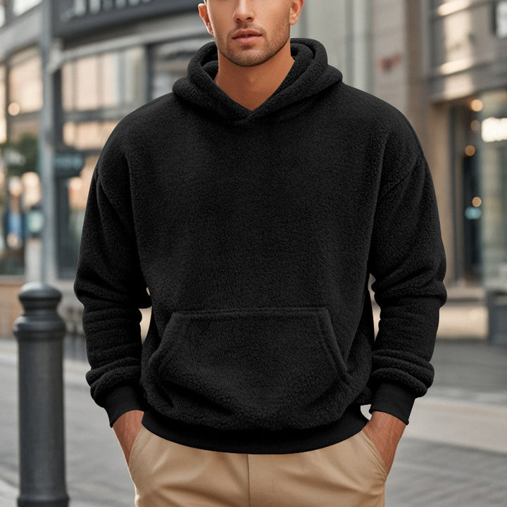 Herren übergroßer Fleece-Hoodie mit Kängurutasche und gemütlichem Schnitt Aliams