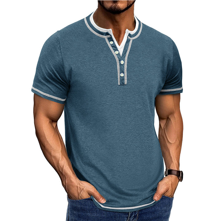 Herren Kurzarm-Henley-Shirt mit edler Knopfleiste und bequemen Schnitt Aliams