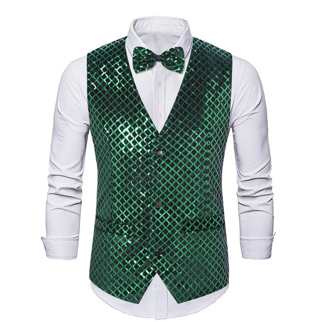 Herren eleganter Pailletten-Blazer mit passendem Fliegenverschluss Aliams