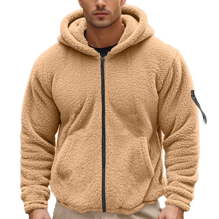 Herren weicher Fleece-Hoodie mit praktischem Reißverschluss und Kapuze Aliams